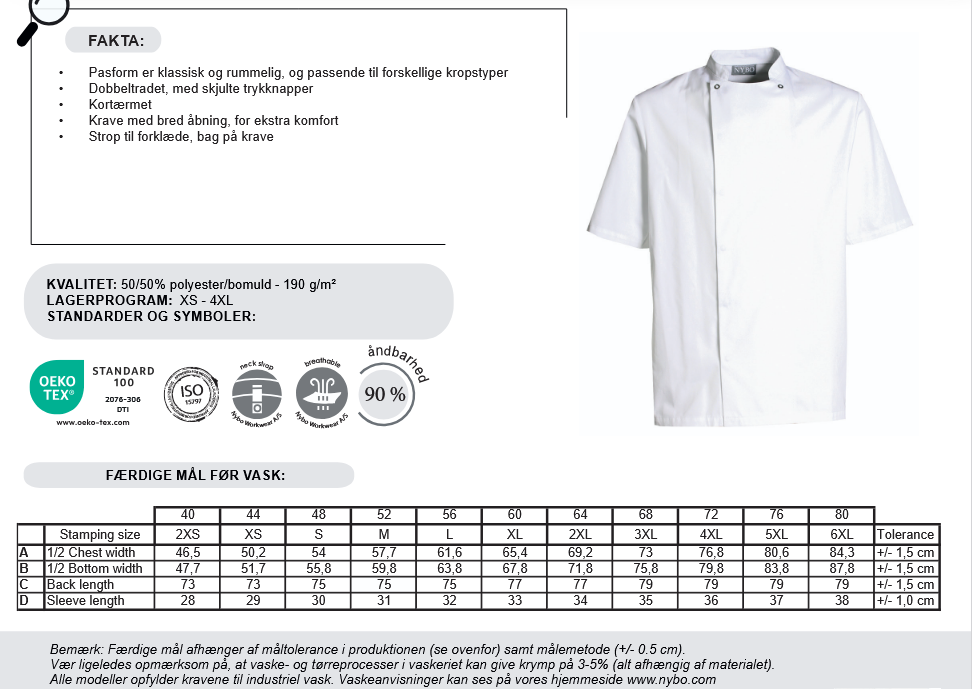 Nybo - Skoletilbud 1 - kokketøy - Hvit jakke