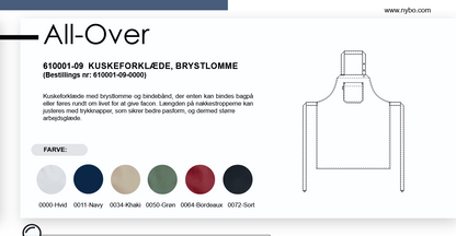 NYBO Smekkforklede m/ brystlomme med broderi inkl.