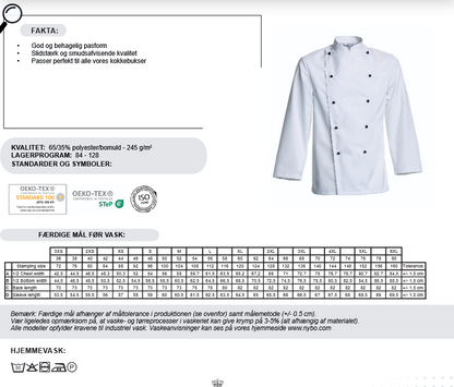 NYBO Kokkejakke - Delight, Unisex, Lange ermer, 3 Farger - 2XS-6XL