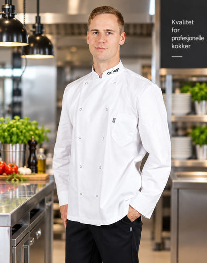Nybo Deligth Kokkejakke m/ trykk knapper og logo