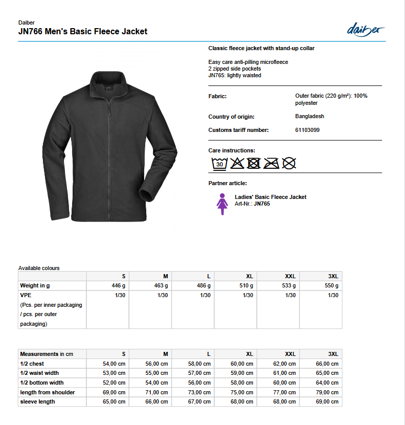 JN Fleecejakke Unisex