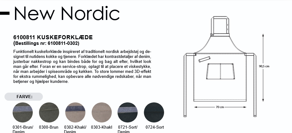 Nybo - Smekk forklede New Nordic, (3 alternativer) Str. L:90,5 x B:70 cm
