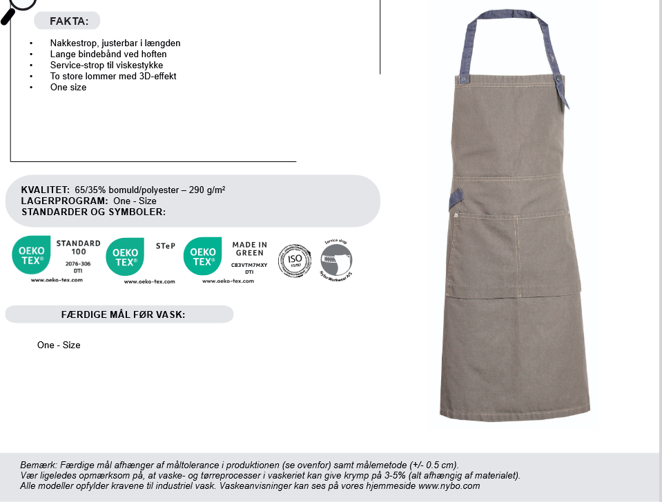 Nybo - Smekk forklede New Nordic, (3 alternativer) Str. L:90,5 x B:70 cm
