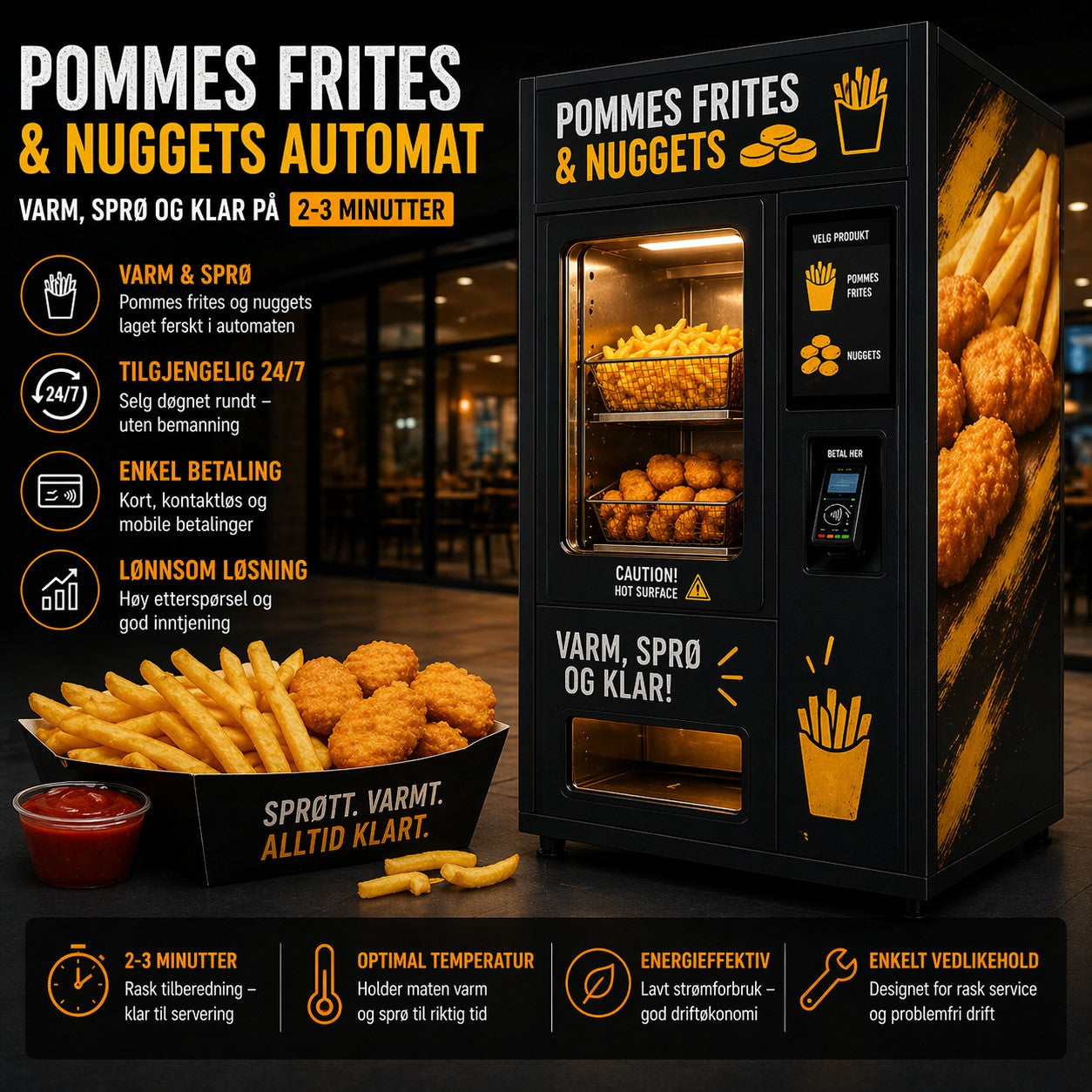 Frityr automat - Pommes frites & nuggets | kokkejakker.no