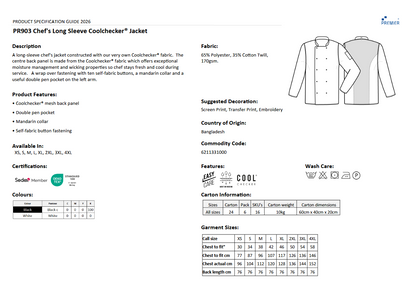 Premier Chefs Coolchecker® Langermet Kokkjakke | kokkejakker.no