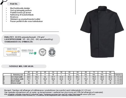 NYBO Kokkejakke - Taste, Unisex, Korte ermer, Grå - XS-4XL