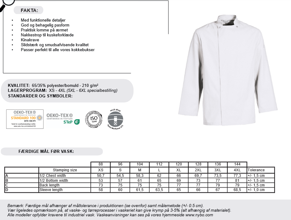 NYBO Kokkejakke - Taste, Unisex, Lange ermer, Grå - XS-4XL