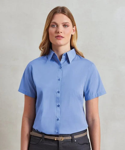 Premier Kortærmet Poplin Bluse Dame | kokkejakker.no