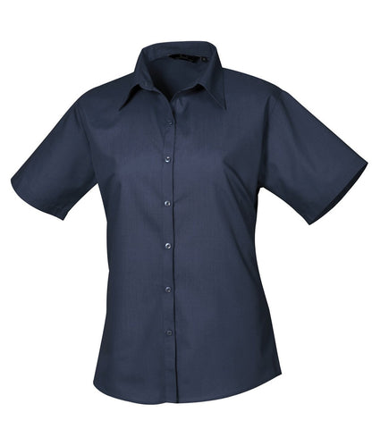 Premier Kortærmet Poplin Bluse Dame | kokkejakker.no